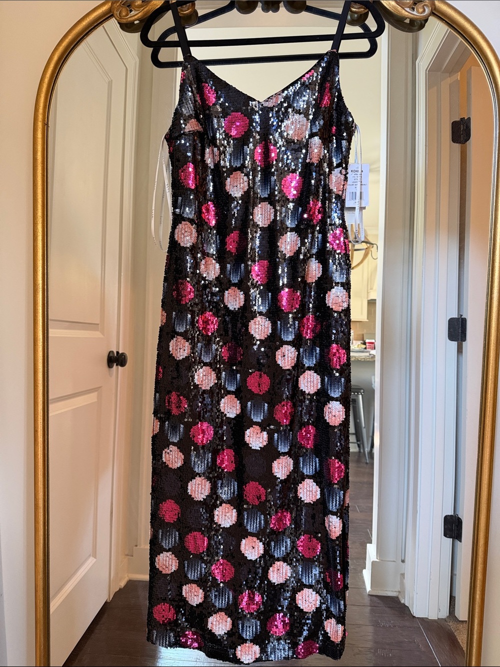 Nicole Miller Sequin Midi Party Dress